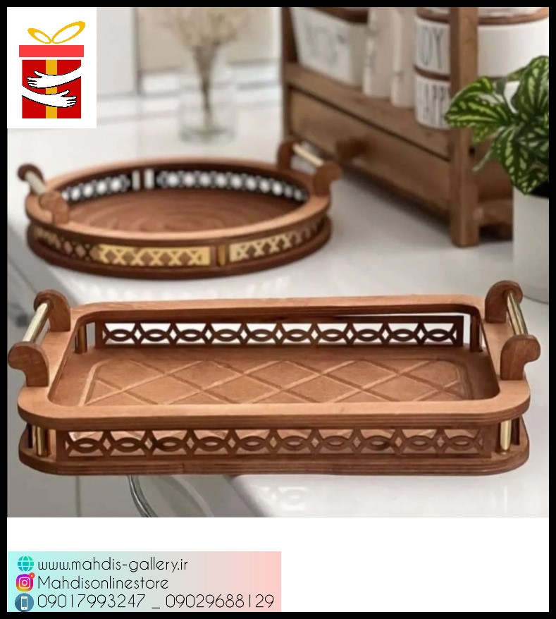 سینی مستطیل چوبی برند هیوا